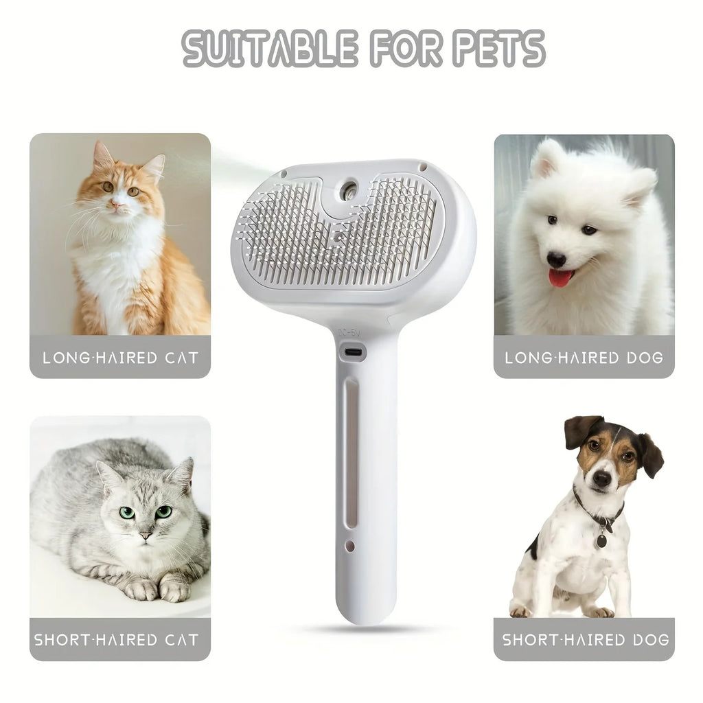2-in-1 Misting Pet Hair Comb Gentle Water Spray Brush with Release Button for Easy Shedding and Grooming Brush