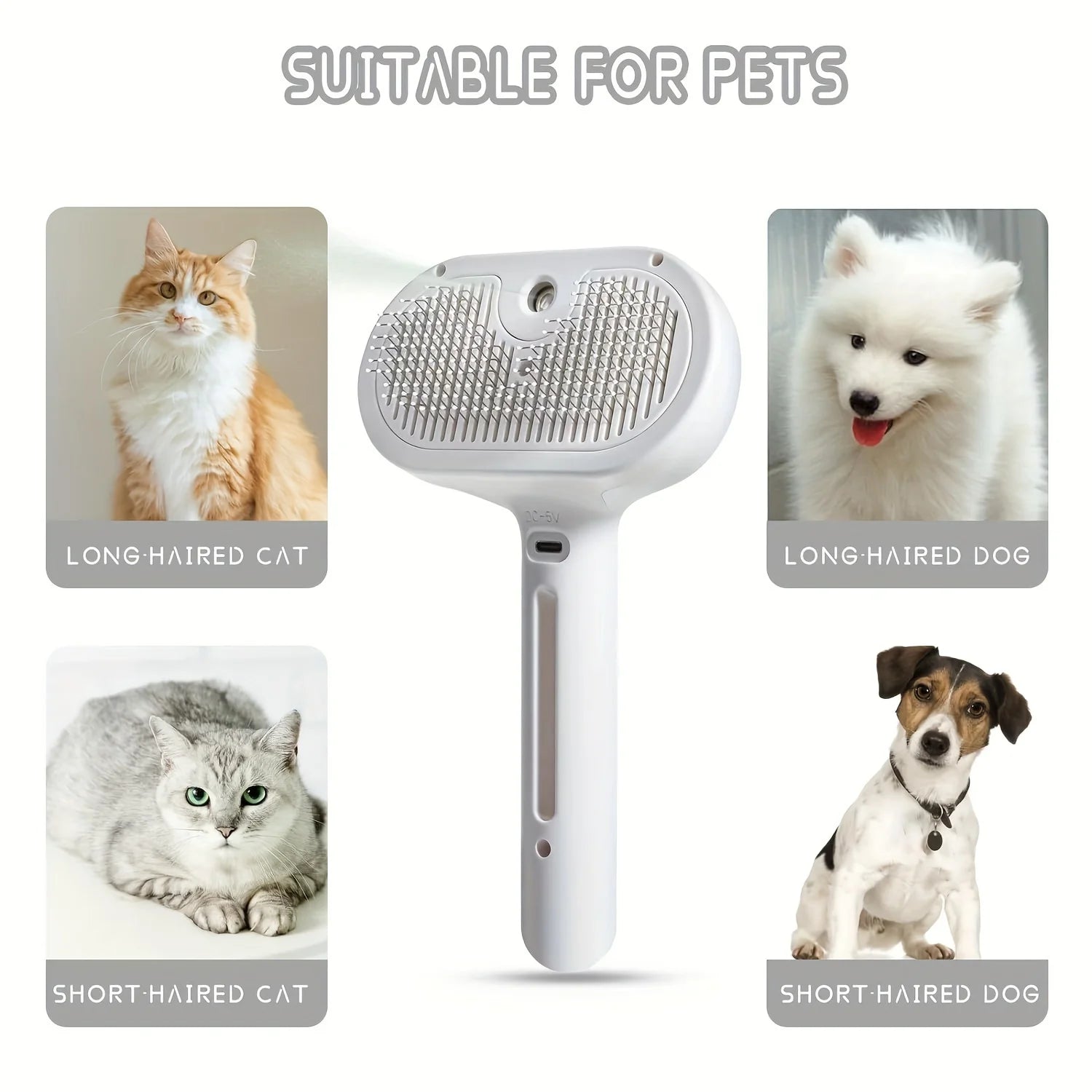 2-in-1 Misting Pet Hair Comb Gentle Water Spray Brush with Release Button for Easy Shedding and Grooming Brush