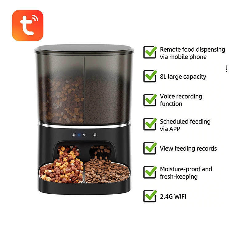 OEM 8L Automatic Pet Feeder with Camera Smart Pet Feeder Slow Pet Food Dispenser WIFI Time Seting Smart Cat Feeder Manufacturer