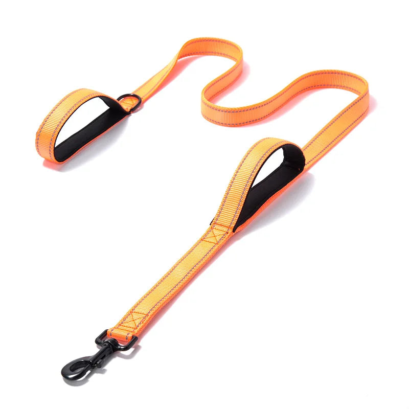 Reflective Dog Leash 2 Handles by Padded Traffic Handle for Extra Control Perfect for Medium to Large Dog Products