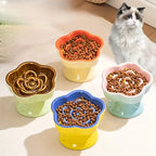 Colorful High-Footed Slow Feeder Ceramic Cat Bowls Anti-Spill Neck Protecting Pet Bowl for Small Dogs and Cats