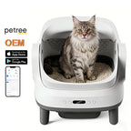 2026 New Petree Large Automatic Cat Litter Box Open Design Intelligent Self-Cleaning Cat Toilet Electric Deodorization Plastic