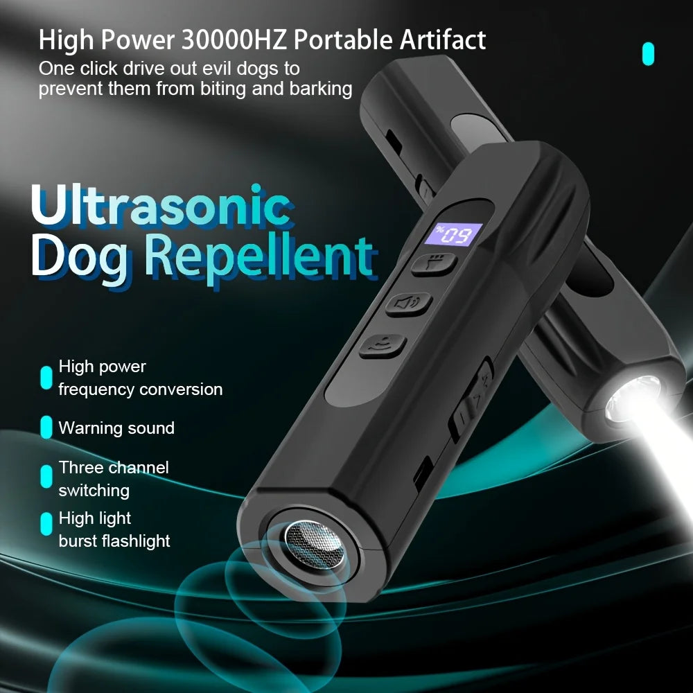 Pet Dog Repeller Multifunctional Portable Ultrasonic Repellent Anti-Barking Device USB Rechargeable to Multiple Channels