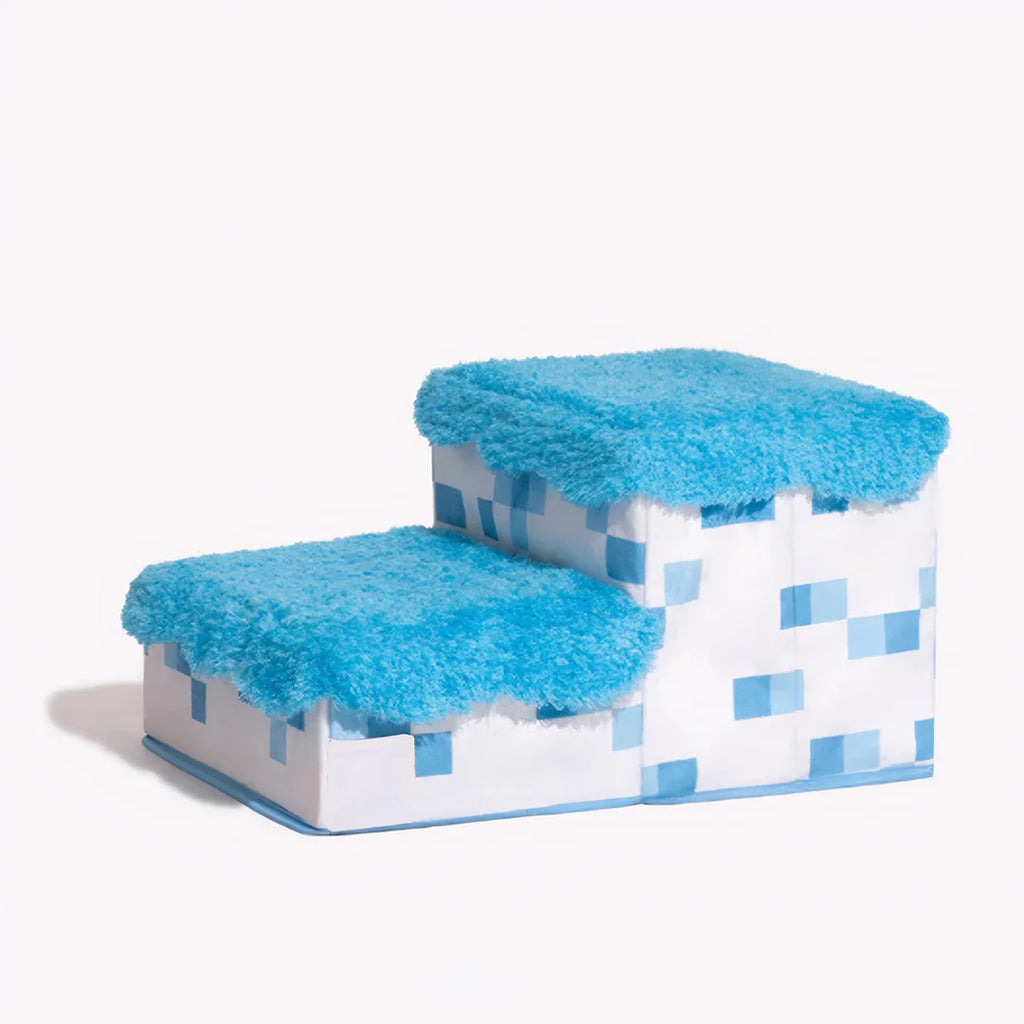Luxury Retro Pixel 3-Step 2-Step Foldable Dog Steps Handcrafted Non-slip PawGame Blocky Design with Storage for Small Dogs Cats