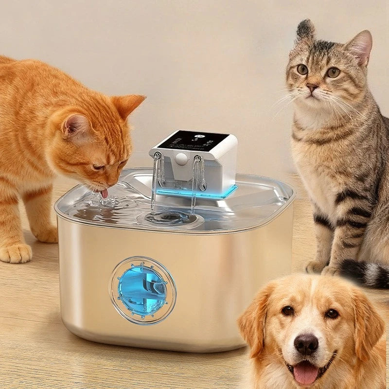 2026 New OEM 3.2L Stainless Steel Cat Water Dispenser Wireless Cat Water Fountain Smart Circulation Window Model for Multi Cats