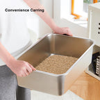 Semi-Enclosed Stainless Steel Cat Litter Box with Handle Large Litter Box for Cats Metal Litter Pan Tray Toilet Cat Box