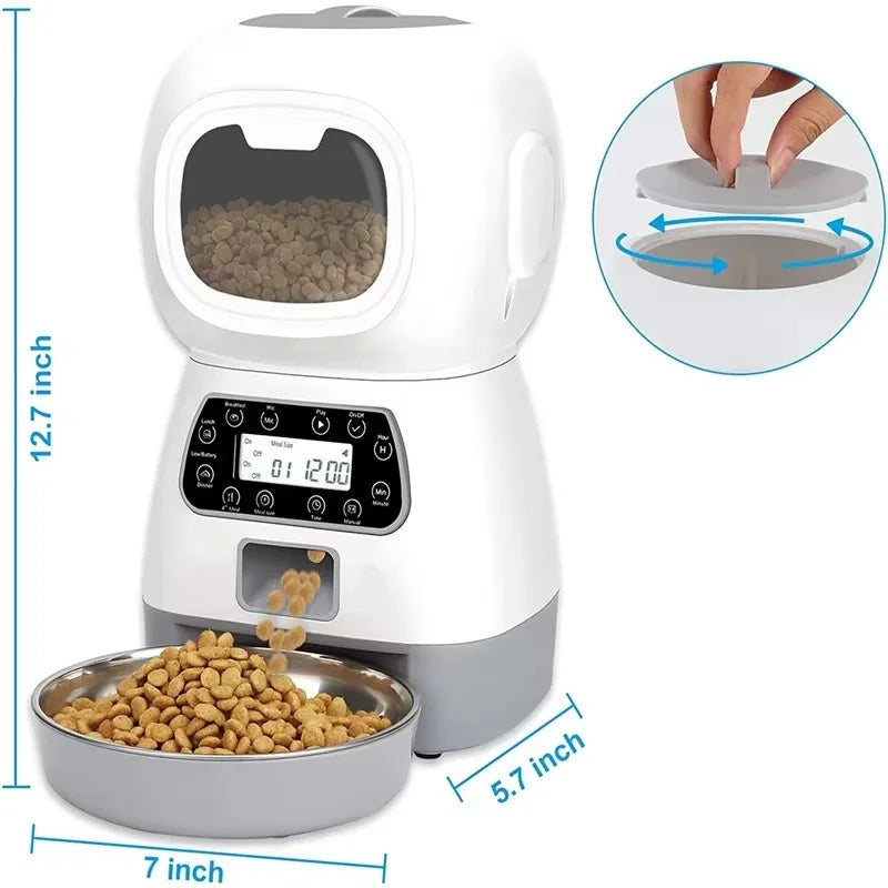 Hot Selling 3.5L OEM Luxurious Plastic Smart Pet Feeder with WiFi Control Automatic Feeding App & Voice Record for Dogs & Cats