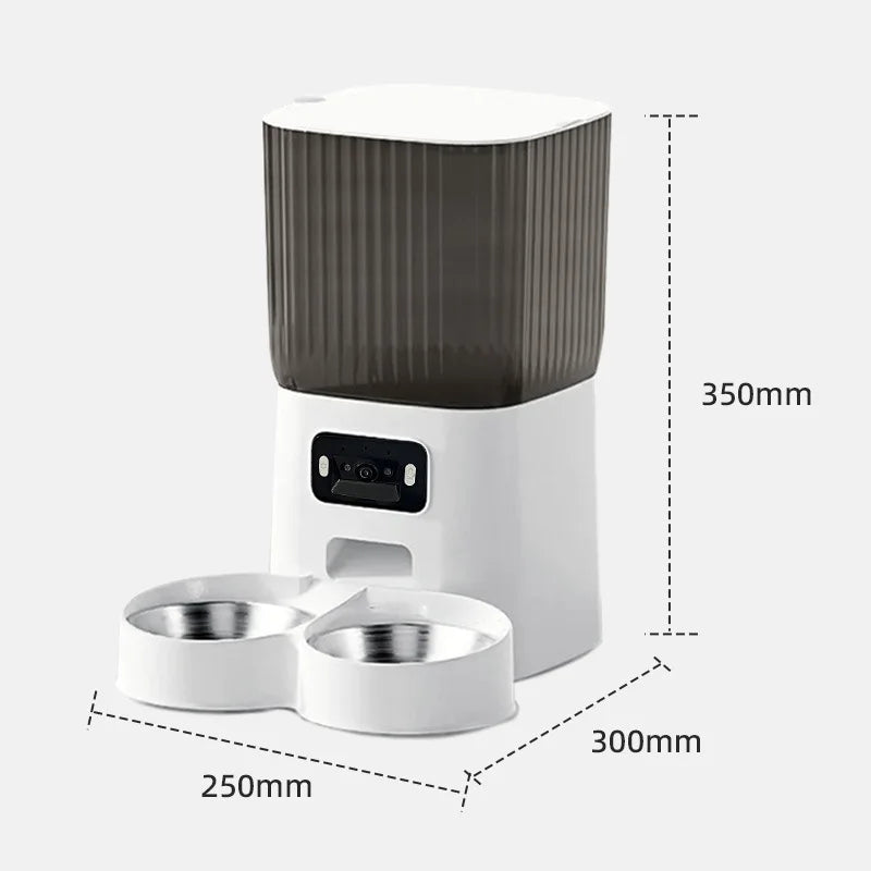 Smart Camera Automatic Cat Feeder for 2 Cats 5L Food Dispenser with 2 Stainless Steel Bowl App Control Smart Pet Feeder
