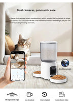 OEM 6L Automatic Feeder with Camera Dual Bowls Smart Pet Feeder Dual Camera Monitoring APP Remote Calling Timing Voice Recording