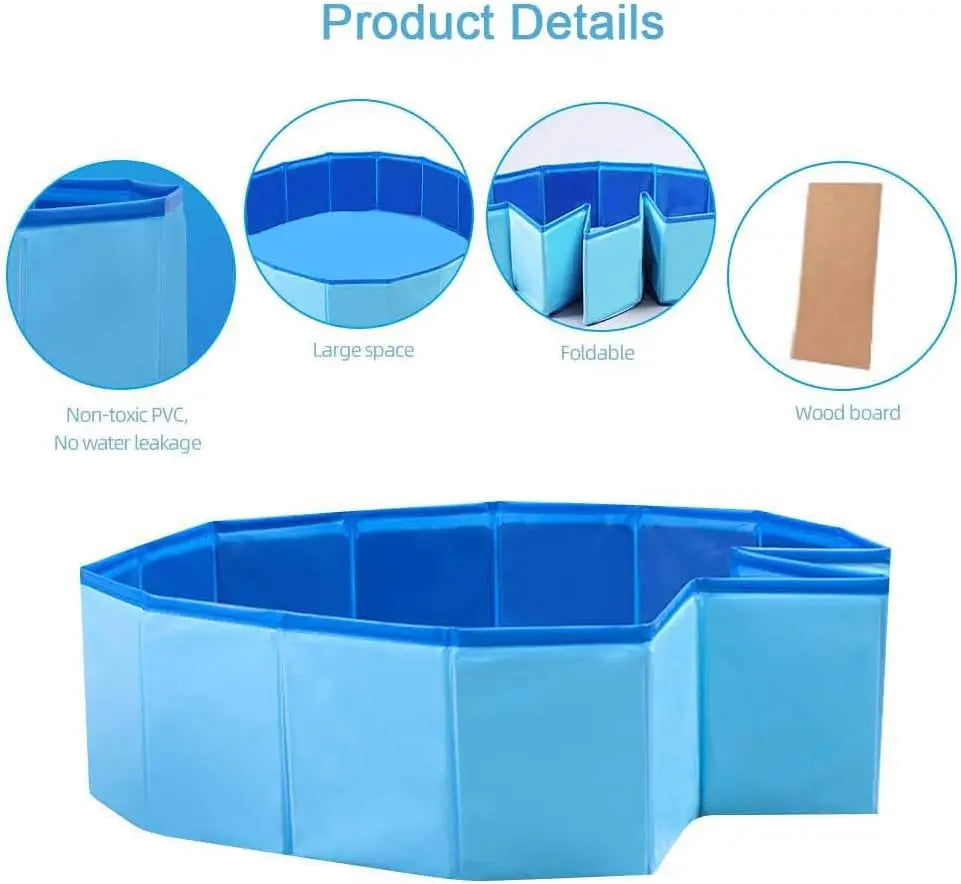 Foldable Dog Swimming Pool Bathing Tub Portable Pet Paddling Pool for Dogs Cats Indoors Outdoors Pet Swimming Pool Water Pon