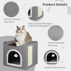 Foldable Cat House Indoor Large Cat Cave with Scratching Board & Fluffy Ball Pet Houses & Furniture Pet Bed Cat Products