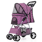 4 Wheels Pet Travel Trolley Cat Dog Jogger Stroller with Cup Holder and Storage Basket Pet Pushchair for Small Medium Cats Dogs