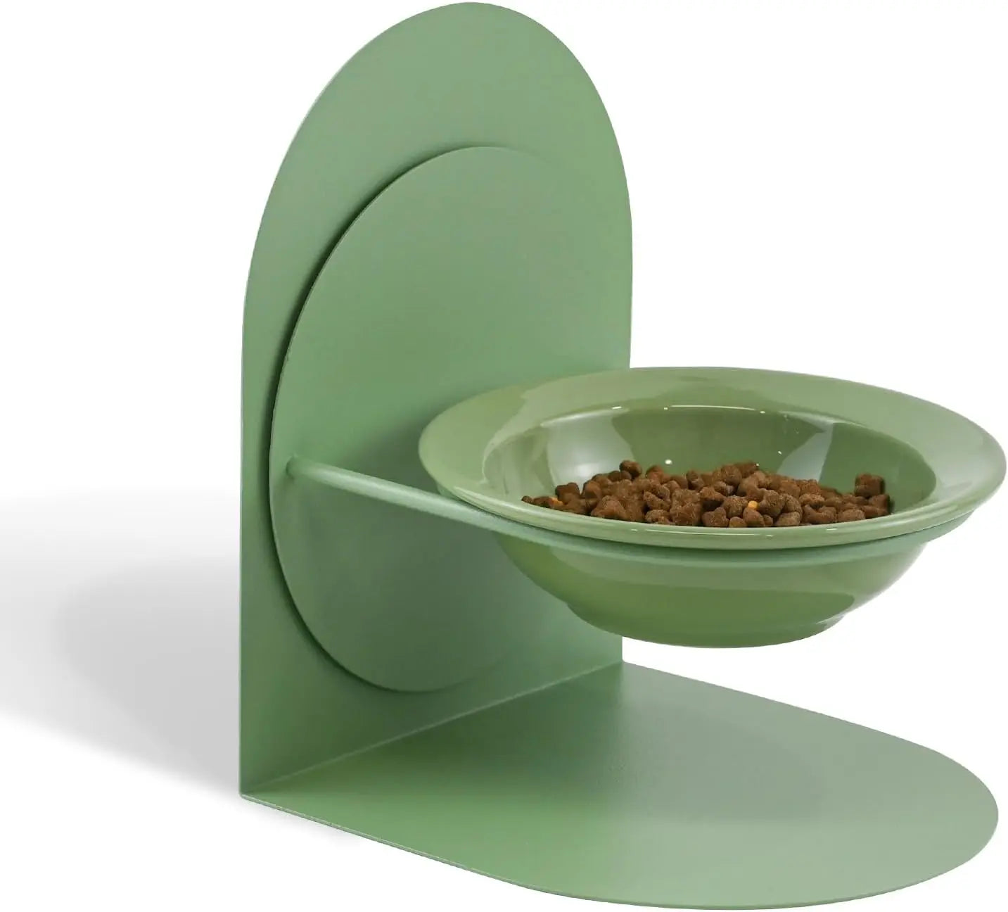 Elevated Tilted Cat Bowl for Indoor Cats Raised Ceramic Cat Food Bowl with Metal Stand Non-Slip Pet Food Bowl