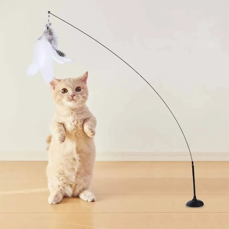Funny Cat Toy Feather With Bell Sucker Cat Stick Toy Kitten Play Interactive Detachable Teaser Dog Training Toys Cat Supplies