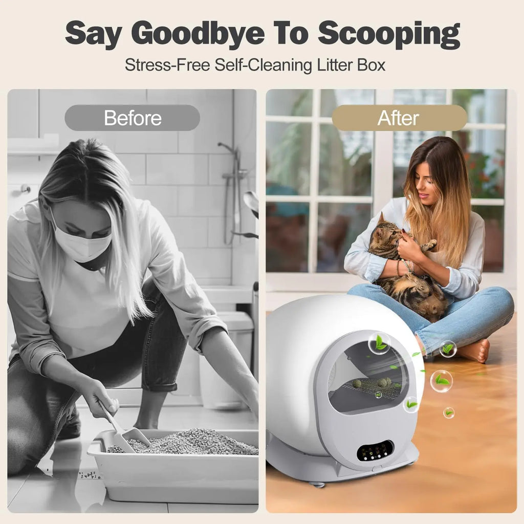 Automatic Cat Litter Box for Multiple Cats with App Control Odor Removal Self Cleaning Litter Box Automatic Cleaning
