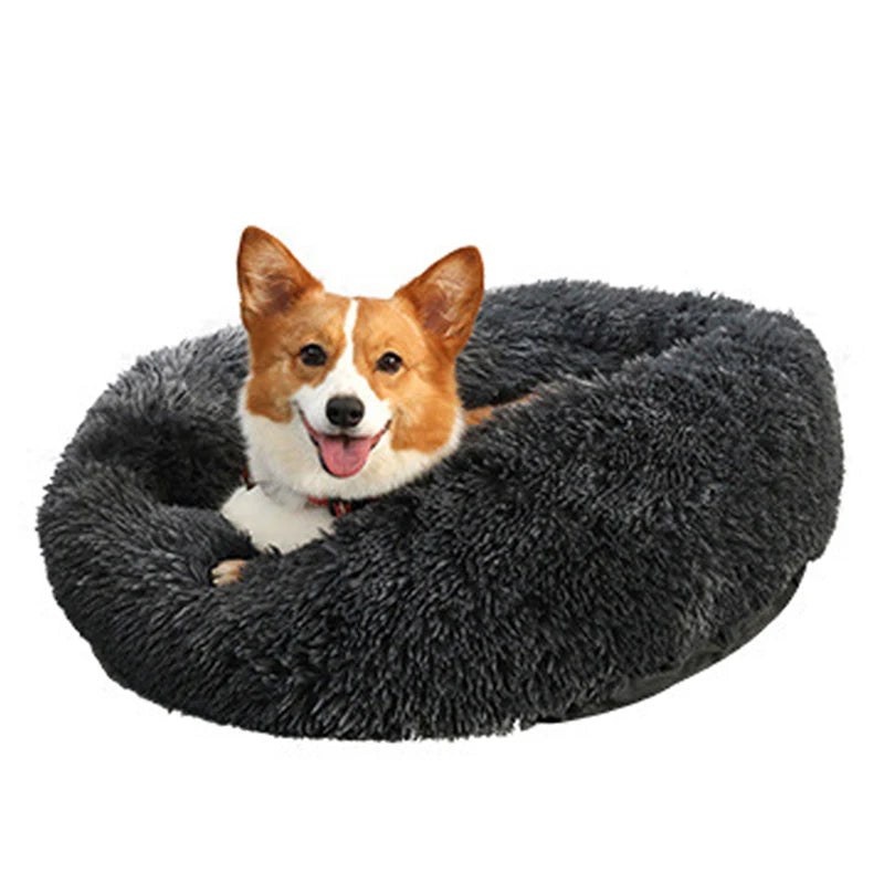 70cm Long Plush round Pet Bed for Dogs and Cats Solid Pattern Soft Dog Mat Drop Shipping