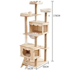 Eco-Friendly Cat Scratcher Tower with Sisal Posts and Wood Frame Cat Toys Tree Hammock Climbing Frame Carton Packed