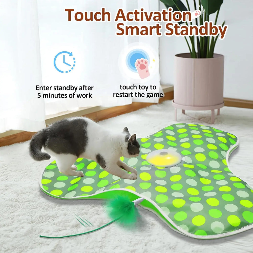 Interactive Cat Toy Automatic Cat Toys for Indoor Cats Hide Seek Cat Toy with Motion Activated Moving Feather USB Rechargeable