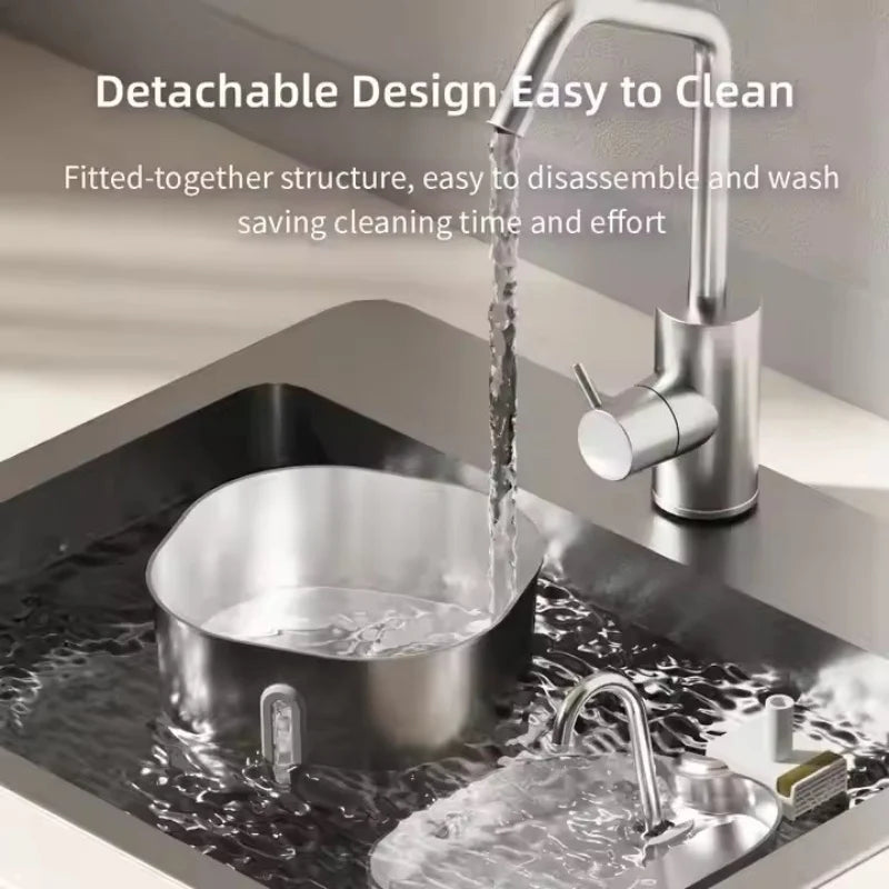 OEM 2.2L Stainless Steel Cat Water Fountain for Cats Quiet Auto-Circulating Pet Water Dispenser with Water Level