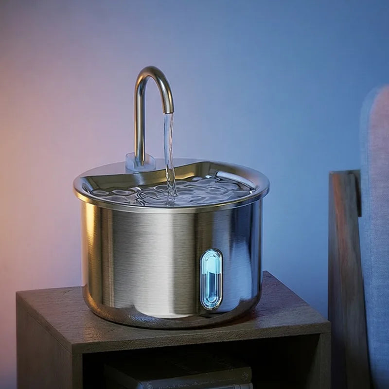 2026 New OEM 2L Automatic Cat Water Fountain Stainless Steel Portable Design 3 Stage Filtration with Pump for Cats Fountain