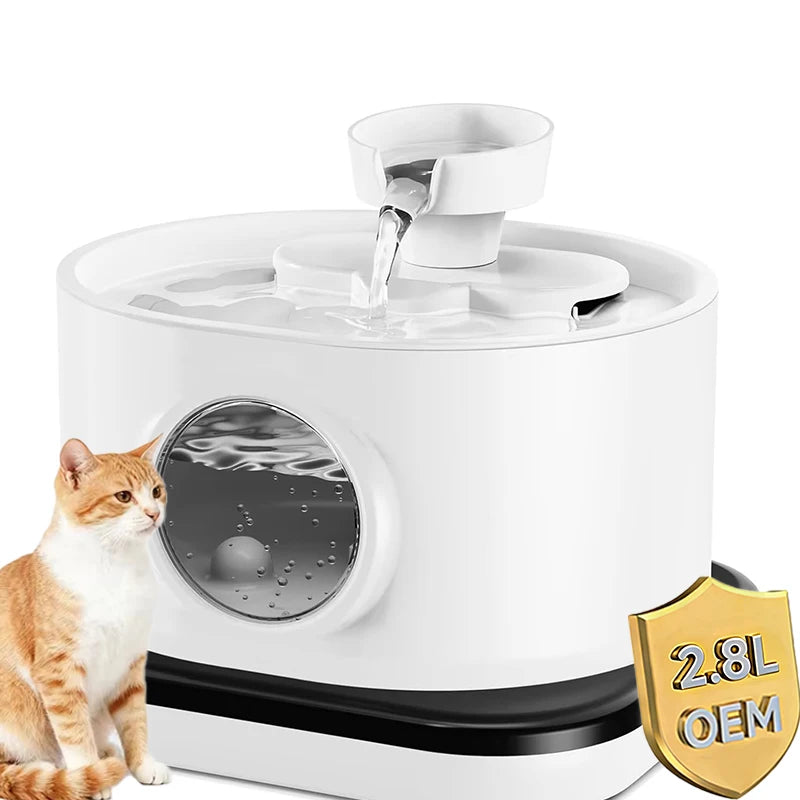 OEM Wireless Sensor Cat Water Fountain Automatic 5200mAh Battery Pet Water Dispenser 95oz/2.8L Rechargeable Cat Fountain ODM