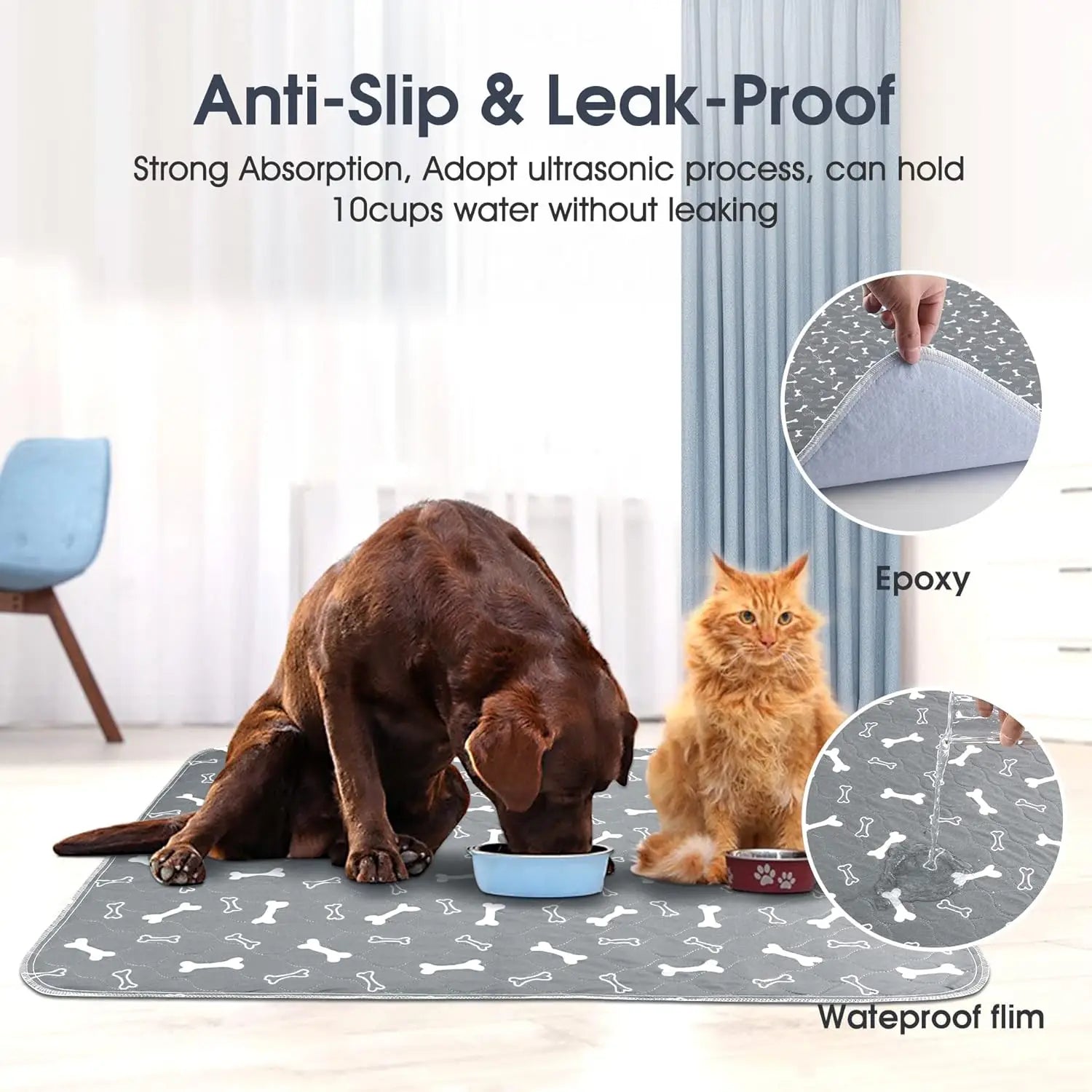 Washable Pet Urine Mat Hygiene Pads for Pets Waterproof Pet Mat Epoxy Non-Slip Training Pads for Puppies Dogs Cats Guinea Pigs