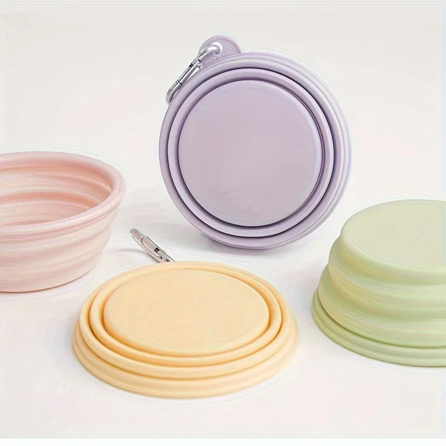 350ml Macaron Color Pet Portable Foldable Dog Bowl for Outdoor Travel Collapsible Dog Bowl Silicone Pet Drinking Water Bowls
