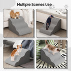 Custom Pet Stairs for Small Dogs and Cats Comfortable Curved Design with Waterproof Cover High-Density Foam Steps for Bed Sofa