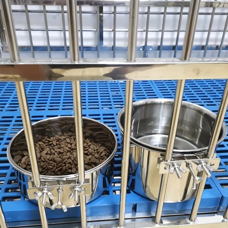 Stainless Steel Dog Bowl Dog Food and Water Bowls Anti-Spill Hanging Pet Bowl with Screw for Cage Dog Feeder