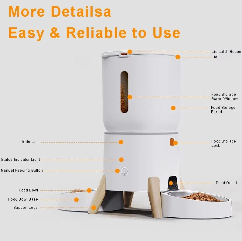 OEM 5L Automatic Pet Feeder Smart Dog Cat Food Dispenser WiFi Enabled Dual Stainless Steel Bowls with Time Settiming