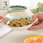 Ceramic Cat Bowls for Food Colorful Cute Cat Bowl Set of 6 Wide Shallow Whisker Friendly Microwave and Dishwasher Safe