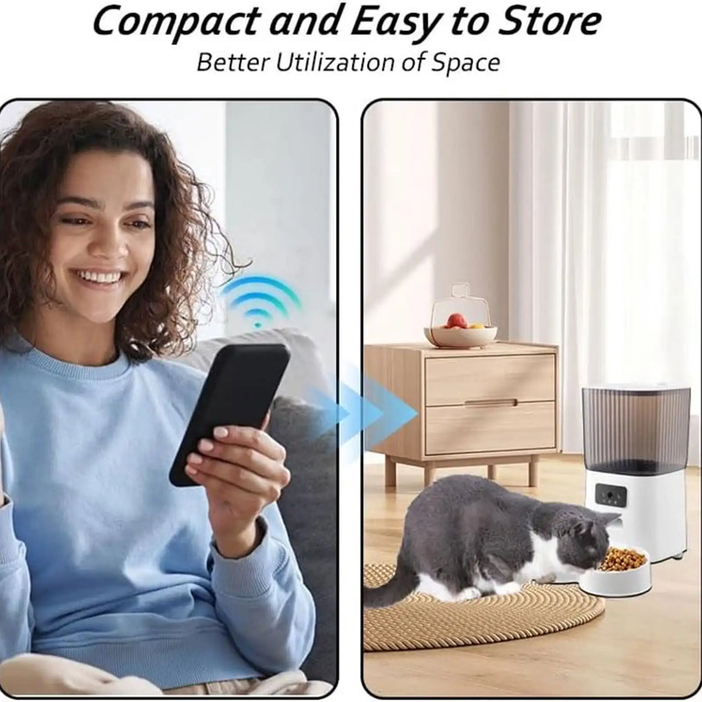 Smart Camera Automatic Cat Feeder for 2 Cats 5L Food Dispenser with 2 Stainless Steel Bowl App Control Smart Pet Feeder