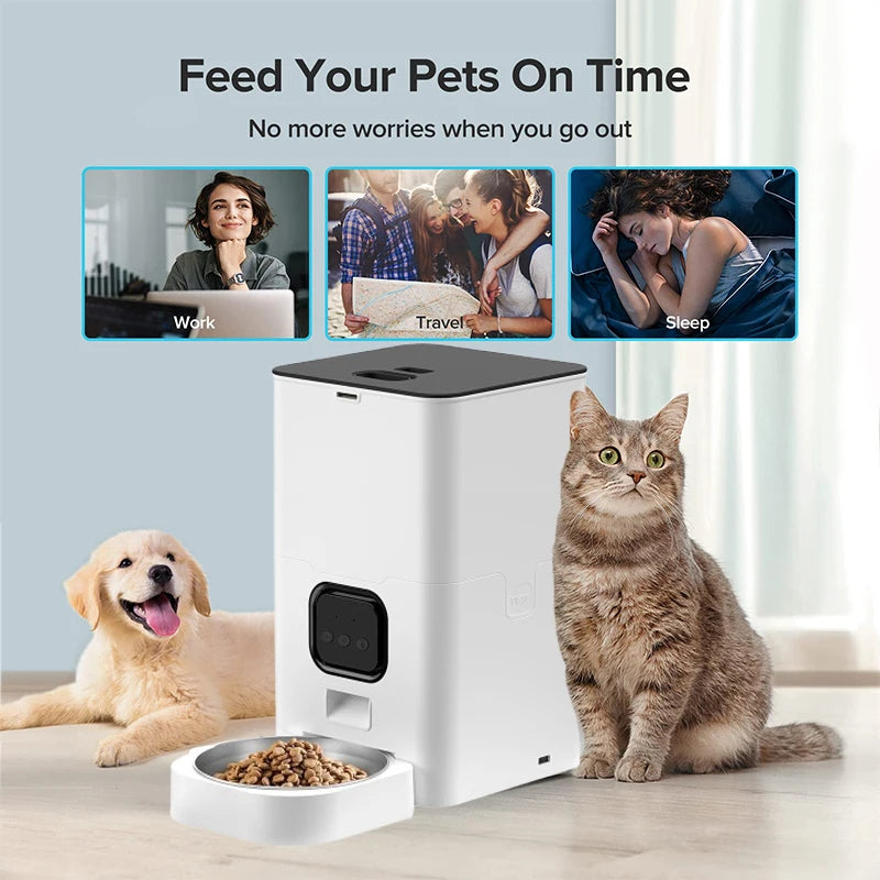 OEM 6L Automatic Pet Feeder TUYA  APP WIFI Control Dog Food Dispenser Timing Voice Automatic Cat Feeder Manufacturer