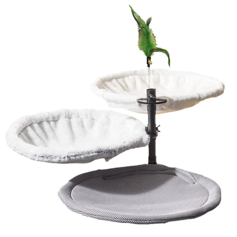 Soft Cat Desk Bed Nest for 3 Cats Comfortable Kitten Cat Hammock for Desk Rotation Adjustable Height Indoor Kitty Bed