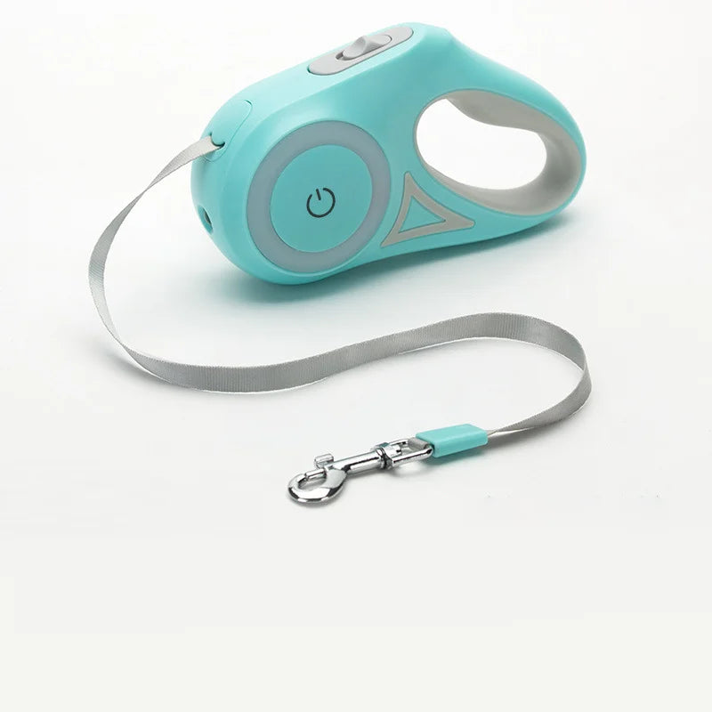 Automatic Retractable Nylon Pet Lead LED Light Dog Walking Leash Solid Pattern Plastic Traction Rope Designer Dog Walking Gear