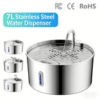 OEM 7L Large Capacity Stainless Steel Automatic Cat Water Fountain for Dogs with Filtration Ultra-quiet Pet Water Dispenser