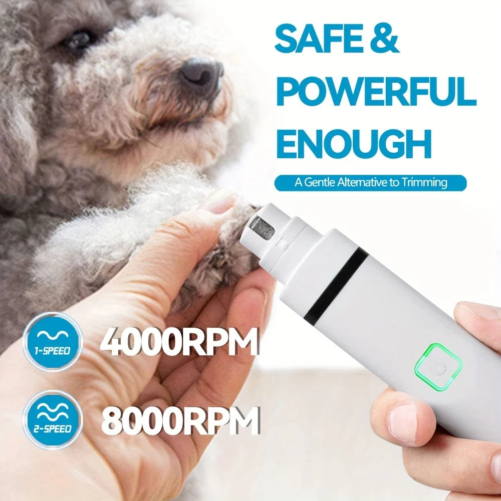 Electric Pet Nail Grinder USB Rechargeable Pet Grooming Nail Grinder Suitable for Cats and Dogs Quiet Gentle Pet Grooming Tool