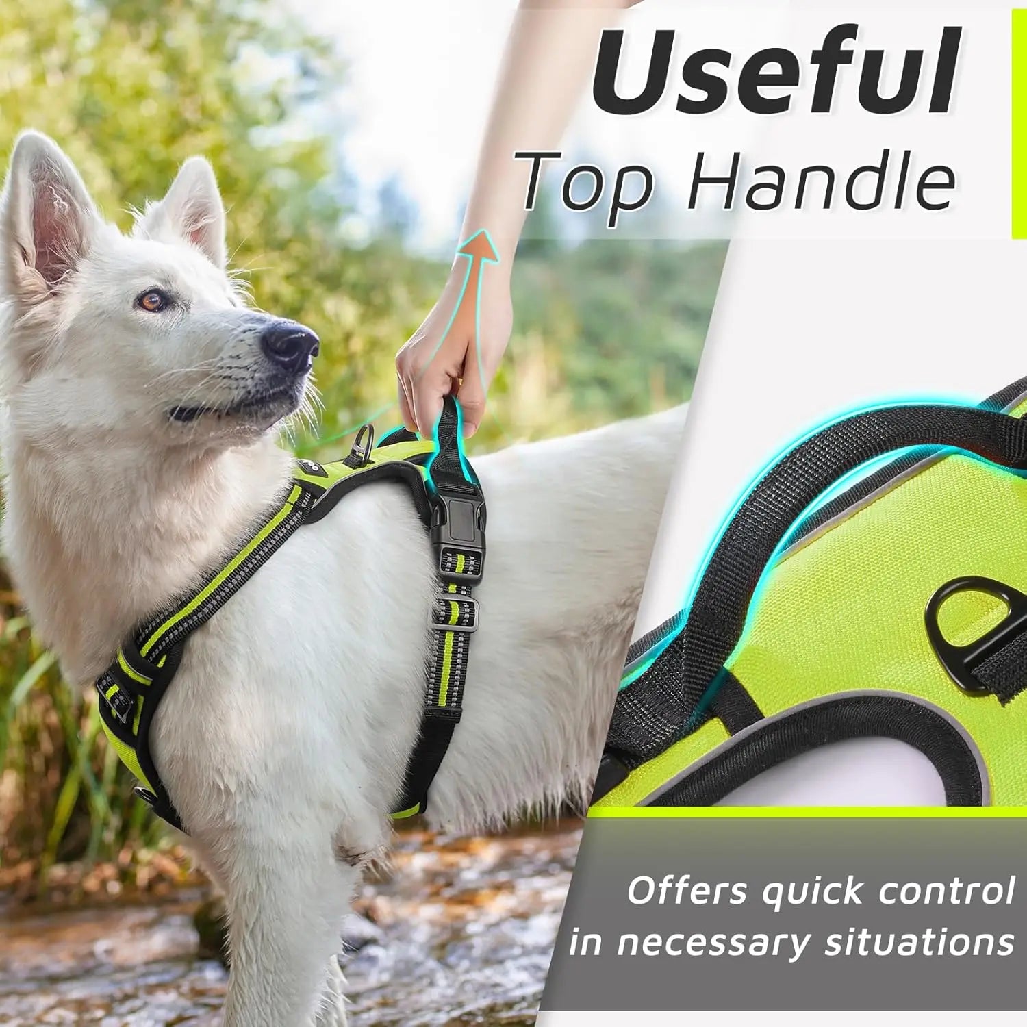 Dog Harness for Large Dogs No Pull Vest with Reflective Strip Control Handle Adjustable Comfortable for Easy Walking Pet Harness