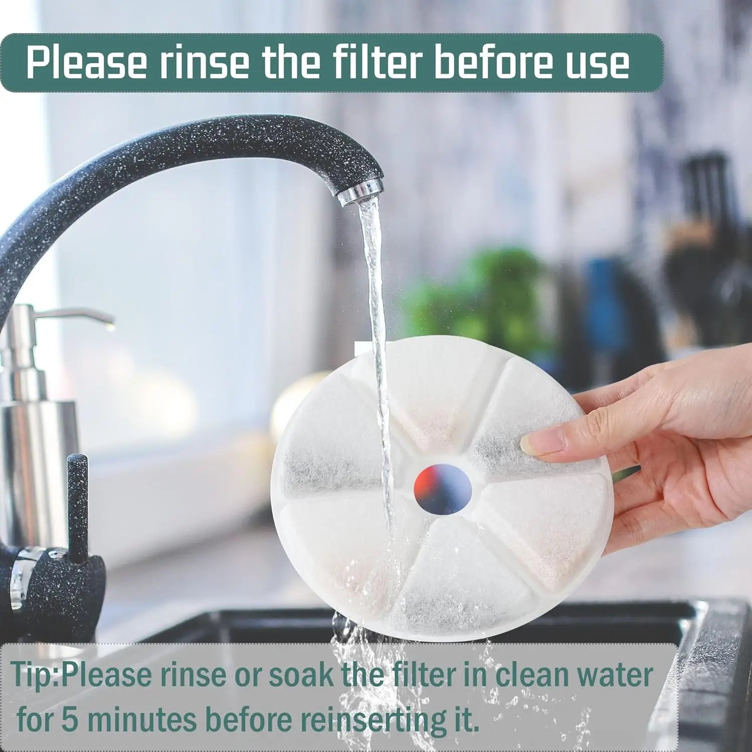 6PCS/Pack Pet Water Fountain Filters Replacement Cat Water Fountain Filters Pet Water Dispenser Filters with Sponges for Cat