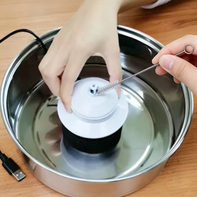 Long Straw Brush for Automatic Cat Water Fountain Cleaning Accessories Stainless Steel Oval Pipe Tube Cleaner 6.89X3.94inch