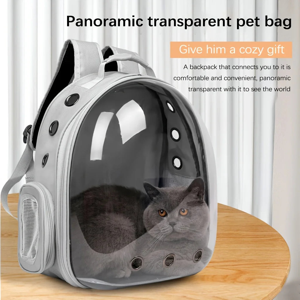 Large Capacity Cat Backpack Transparent Pet Carrier with Breathable Design Portable Double Shoulder Bag for Cats with Zip