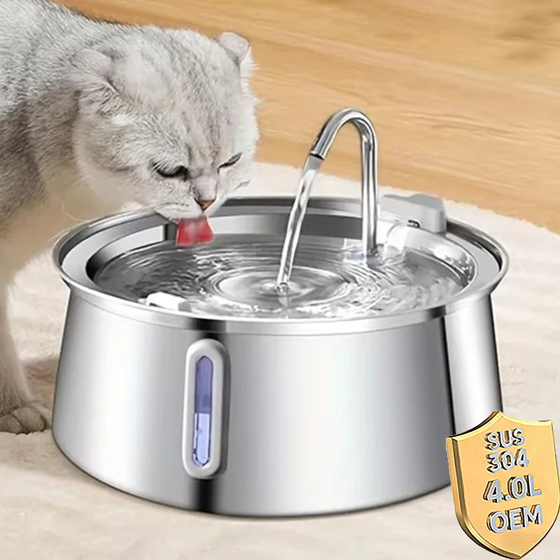 4L Smart Cat Water Fountain Stainless Steel Automatic Pet Water Dispenser Dog Water Fountain with Filter Cat Products
