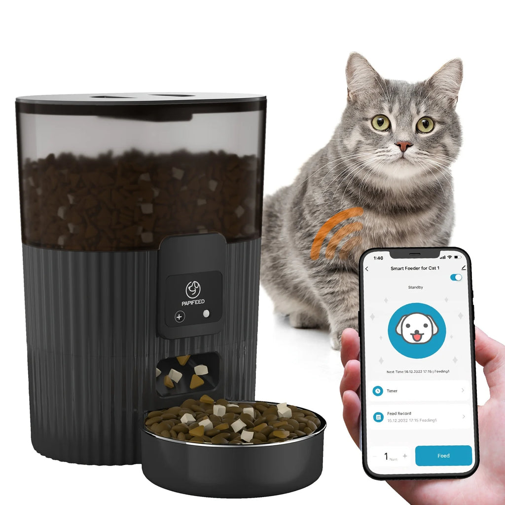 WiFi Remote Intelligent Pet Feeder Automatic Dog and Cat Food Dispenser with Scheduled Feeding Smart Indoor Plastic Cat Feeder