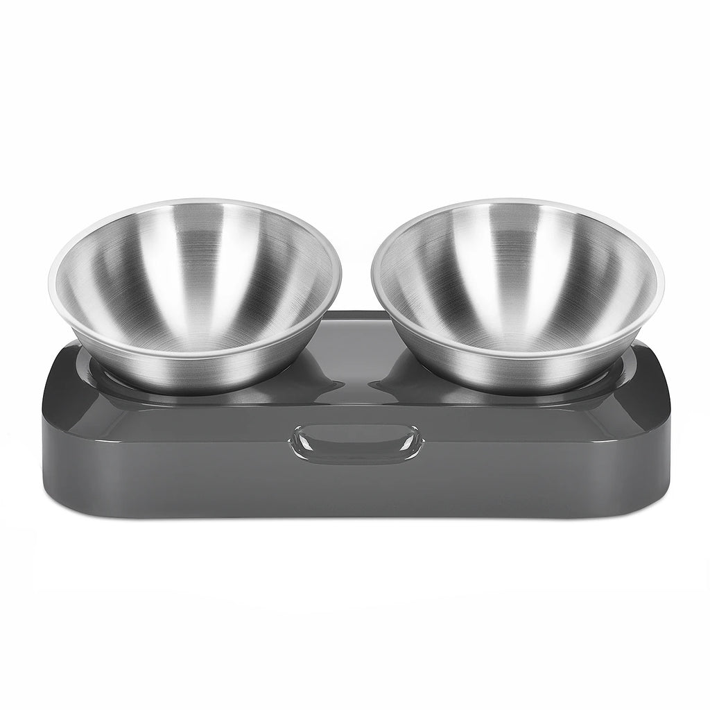 Stainless Steel Pet Bowl Cat Double Bowls With Raised Stand Non-slip Cat Food Water Dog Bowls Neck Care Dog Feeder Pet Supplies