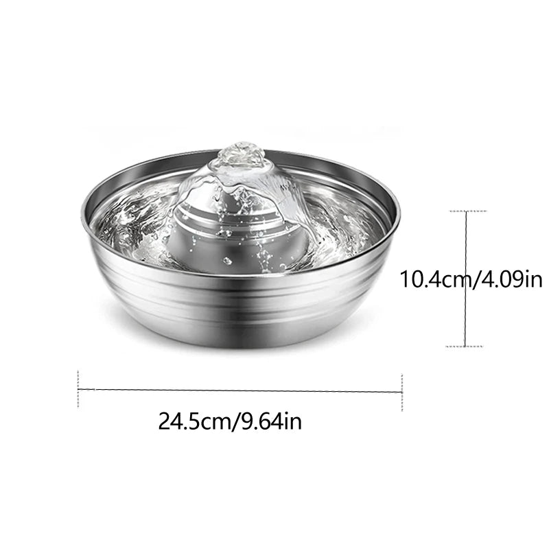 2L/67oz Automatic Dog Water Fountain Stainless Steel Pet Fountain Dog Water Dispenser with Quiet Pump Cat Fountain Dog Products