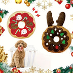 Christmas Medium Size Eco-Friendly Dog Chewing Toys Plush Sound Making Cartoon Donuts Antlers & Cotton Pet Toys