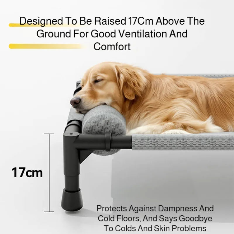 Large Breathable Mesh Dog Bed Off-The-Ground Moisture-Proof with Removable Washable Feature Universal Camp Bed for Summer Winter
