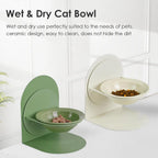 Elevated Tilted Cat Bowl for Indoor Cats Raised Ceramic Cat Food Bowl with Metal Stand Non-Slip Pet Food Bowl