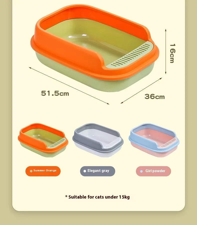Wholesale Semi-Enclosed Large Thickened Anti-Splash Plastic Cat Litter Box Cat Litter Box with Shovel Pet Supplies