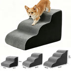 Custom Pet Stairs for Small Dogs and Cats Comfortable Curved Design with Waterproof Cover High-Density Foam Steps for Bed Sofa